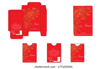Packaging design, perfume luxury box design template and mockup box. Illustration vector.