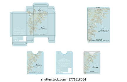 Packaging design, perfume luxury box design template and mockup box. Illustration vector.