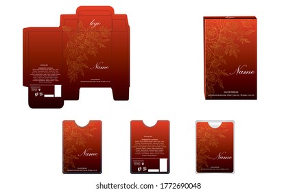 Packaging design, perfume luxury box design template and mockup box. Illustration vector.
