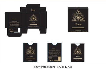 Packaging design, perfume luxury box design template and mockup box. Illustration vector.