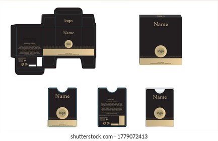 Diseño de empaque, diseño de caja de perfume de lujo y caja de maquillaje. Vector de ilustración.