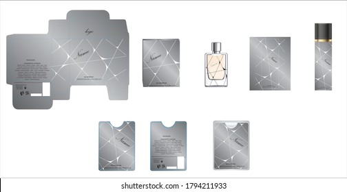 Packaging design, perfume luxury box design template and mock up box. Illustration vector.