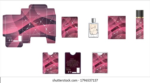 Packaging design, perfume luxury box design template and mock up box. Illustration vector.