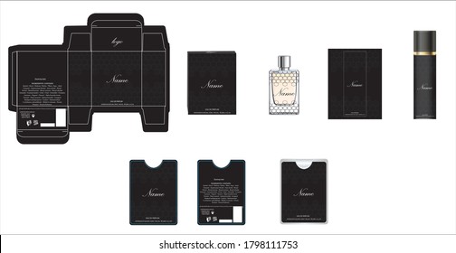 Packaging design, perfume luxury box design template and mock up box. Illustration vector.
