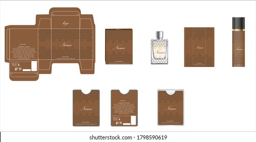 Packaging design, perfume luxury box design template and mock up box. Illustration vector.