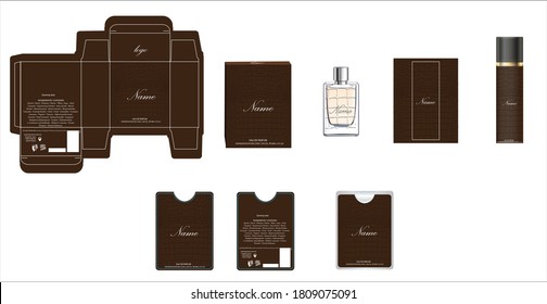 Packaging design, perfume luxury box design template and mock up box. Illustration vector.