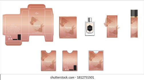 Packaging design, perfume luxury box design template and mock up box. Illustration vector.