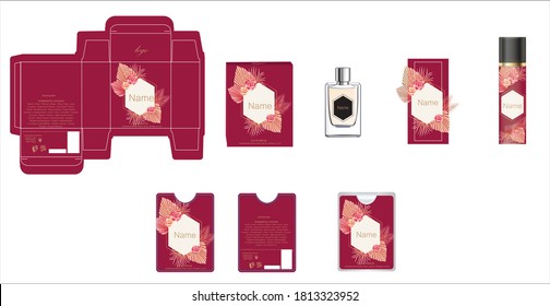 Packaging design, perfume luxury box design template and mock up box. Illustration vector.