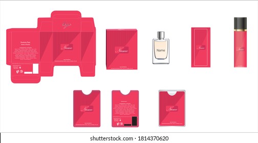Packaging design, perfume luxury box design template and mock up box. Illustration vector.