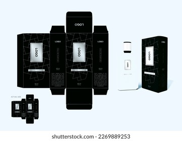 Packaging design, perfume luxury box design template and mockup box. Illustration vector.