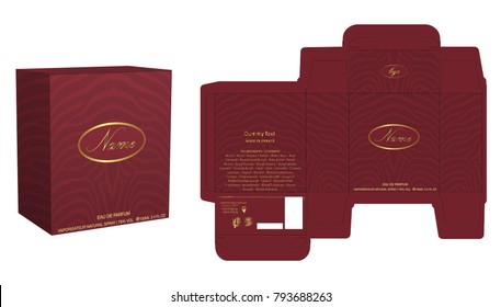 Packaging Design, Perfume Luxury Box Design Template And Mockup Box. Illustration Vector