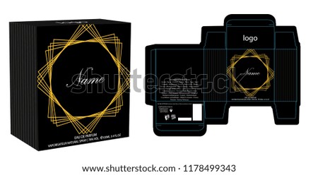 Packaging design, perfume luxury box design template and mockup box. Illustration vector