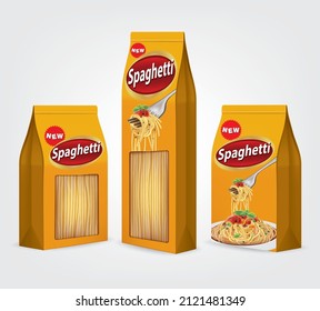 Diseño de empaque para spaghetti.Vector Spaghetti y Packaging .