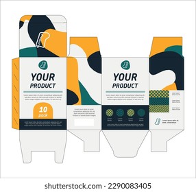 Packaging design template box layout for textile, sport or beauty products. Concept cardbox die line. Branding template with socks logo. Ready to print