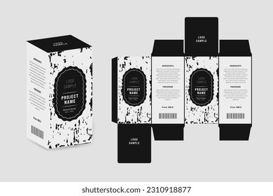 Packaging design template box layout for cosmetic, Shampoos, creams, perfumes, balm .Vector design Template.	
