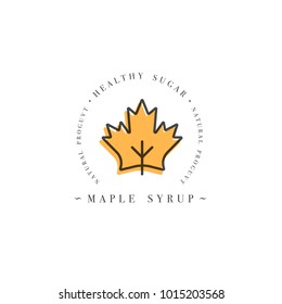 Packaging design template logo and emblem - syrup and topping - maple. Logo in trendy linear style