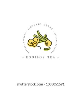 Packaging design template logo and emblem - rooibos tea. Logo in trendy linear style isolated on white background