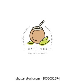 Packaging design template logo and emblem - mate tea. Logo in trendy linear style isolated on white background