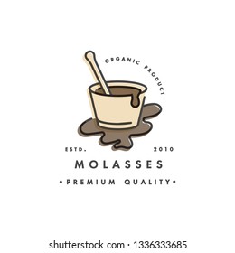 Packaging design template logo and emblem - syrup and topping - molasses. Logo in trendy linear style