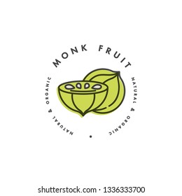 Logotipo y emblema de la plantilla de diseño de embalaje - fruto del monje. Logotipo en estilo lineal moderno