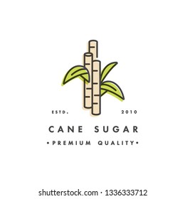 Packaging design template logo and emblem - sugar production - cane sugar. Logo in trendy linear style