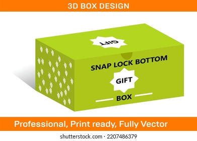PACKAGING DESIGN TEMPLATE FOR SNAP LOCK BOTTOM GIFT BOX