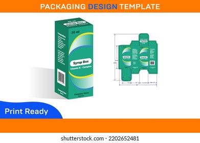 Packaging Design Template For Syrup box 20ml