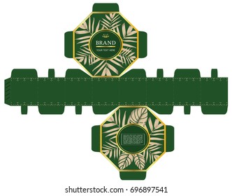 Packaging design, tropical concept 8-sided box design template. Illustration vector