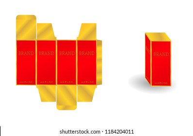 Packaging design vector, black and gold luxury box template and mock-up box.