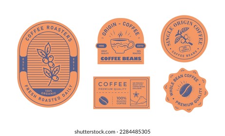 Packaging design vintage label template for coffee. Retro package product with Coffee branch, beans and cup. Vector illustration