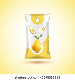 The packaging design of the whole green pear fruit product is half Slice with the background.