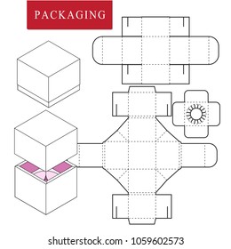 Packaging Design.Vector Illustration of Box.Package Template. Isolated White Retail Mock up.