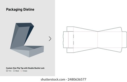 Packaging Dieline, Dieline, Box Dieline, Box Diecut, Diecut, Box Template, Flip Top Triangle Box Diecut