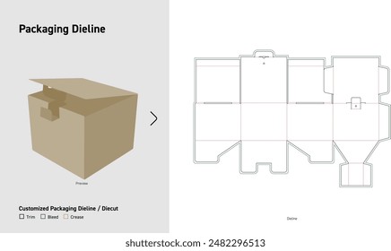  Packaging Dieline, Carton Box Dieline, Cube Box Diecut