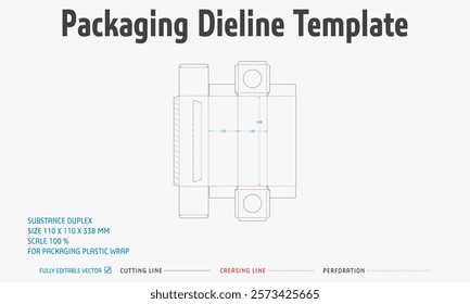 Packaging Dieline Template. 2D Technical Drawing File Eps Scale. Fully editable vector. Prepared for production