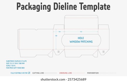 Packaging Dieline Template. 2D Technical Drawing File Eps Scale. Fully editable vector. Prepared for production