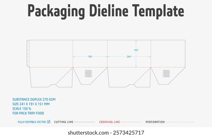 Packaging Dieline Template. 2D Technical Drawing File Eps Scale. Fully editable vector. Prepared for production