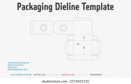 Packaging Dieline Template. 2D Technical Drawing File Eps Scale. Fully editable vector. Prepared for production