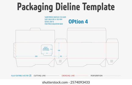 Packaging Dieline Template. 2D Technical Drawing File Eps Scale. Fully editable vector. Prepared for production