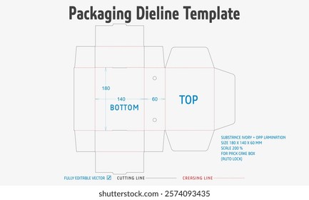 Packaging Dieline Template. 2D Technical Drawing File Eps Scale. Fully editable vector. Prepared for production