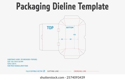 Packaging Dieline Template. 2D Technical Drawing File Eps Scale. Fully editable vector. Prepared for production