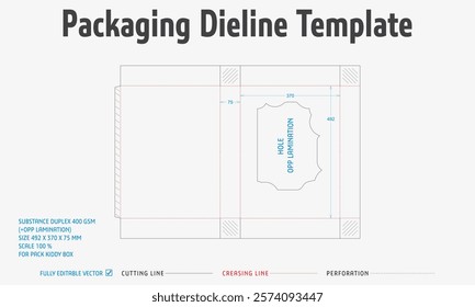 Packaging Dieline Template. 2D Technical Drawing File Eps Scale. Fully editable vector. Prepared for production