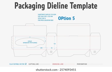 Packaging Dieline Template. 2D Technical Drawing File Eps Scale. Fully editable vector. Prepared for production