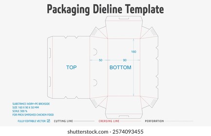 Packaging Dieline Template. 2D Technical Drawing File Eps Scale. Fully editable vector. Prepared for production