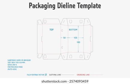 Packaging Dieline Template. 2D Technical Drawing File Eps Scale. Fully editable vector. Prepared for production