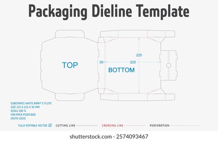 Packaging Dieline Template. 2D Technical Drawing File Eps Scale. Fully editable vector. Prepared for production