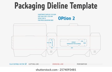 Packaging Dieline Template. 2D Technical Drawing File Eps Scale. Fully editable vector. Prepared for production