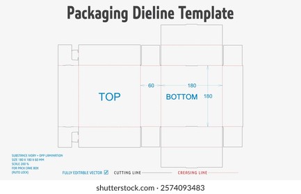 Packaging Dieline Template. 2D Technical Drawing File Eps Scale. Fully editable vector. Prepared for production