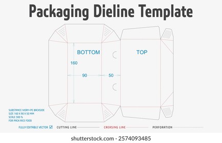 Packaging Dieline Template. 2D Technical Drawing File Eps Scale. Fully editable vector. Prepared for production