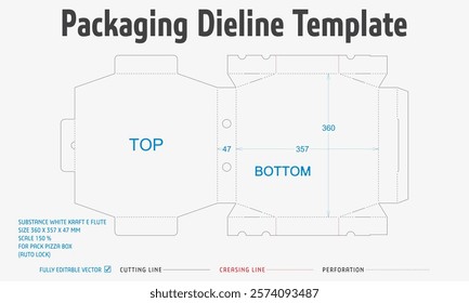 Packaging Dieline Template. 2D Technical Drawing File Eps Scale. Fully editable vector. Prepared for production